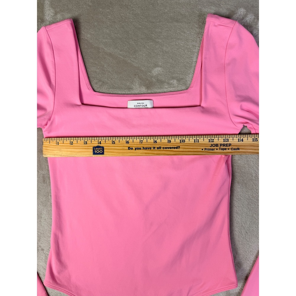Babaton Contour Headway Long Sleeve Bodysuit Size Medium Pink Square Neck Thong - Picture 5 of 10